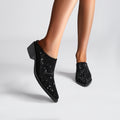 Crystal Studded Pointed Toe Mules