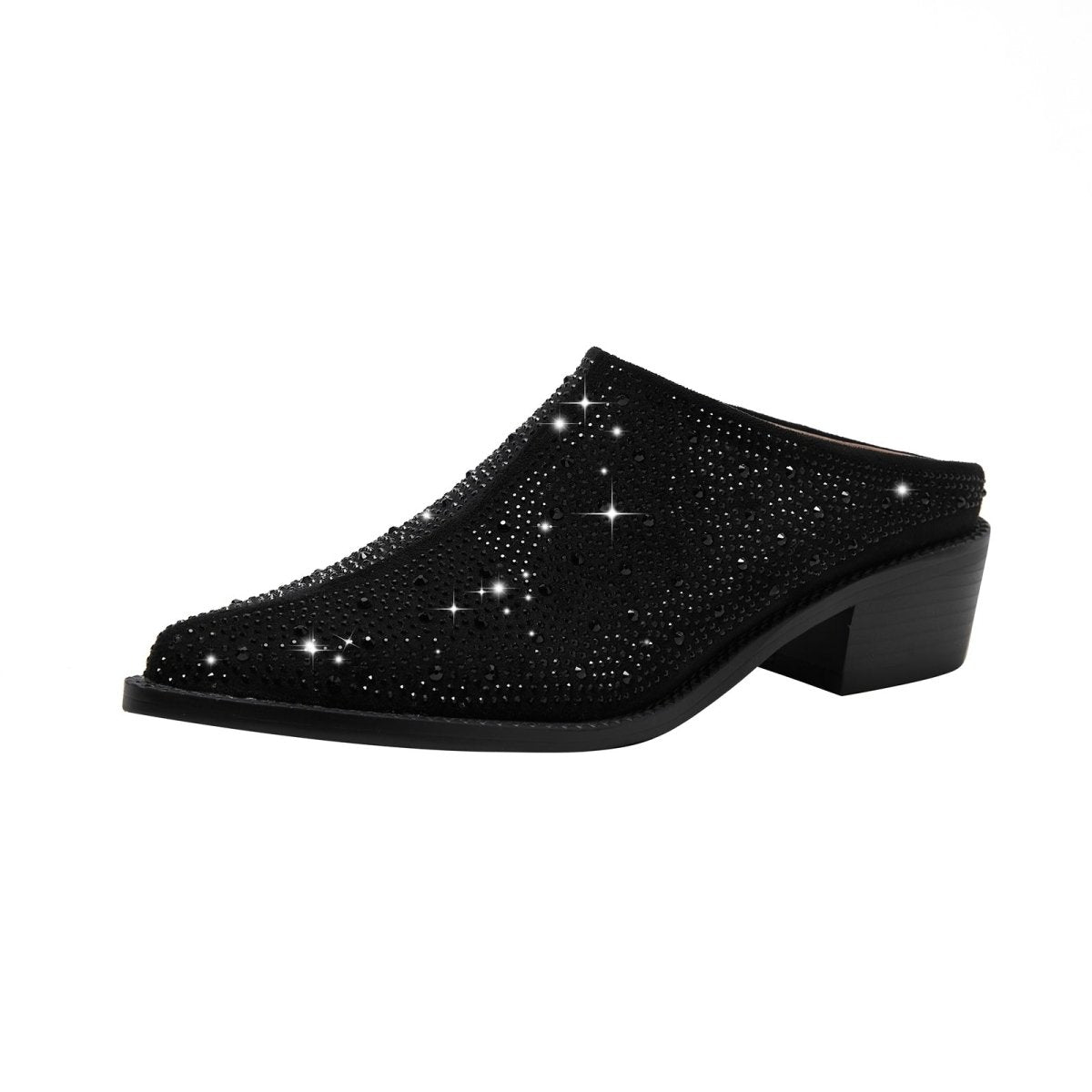 Crystal Studded Pointed Toe Mules