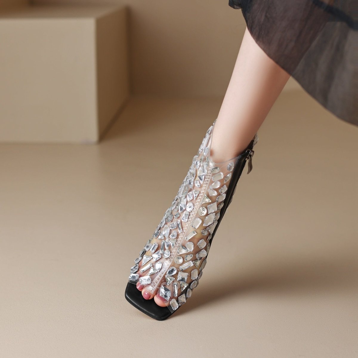Crystallized Mosaic Open Toe Wedge Sandals