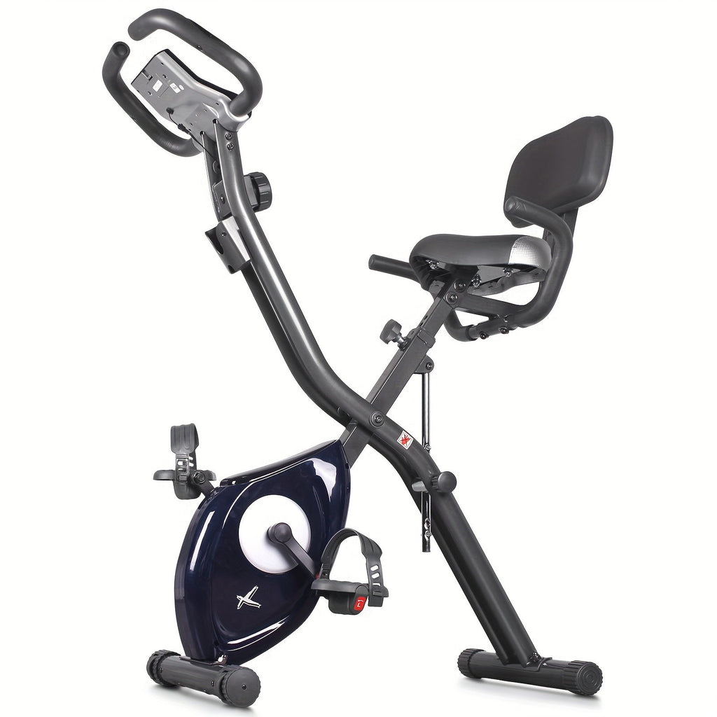 Ultra-Quiet Foldable X-Bike with Heart Rate Monitor & LCD Display(Blue)