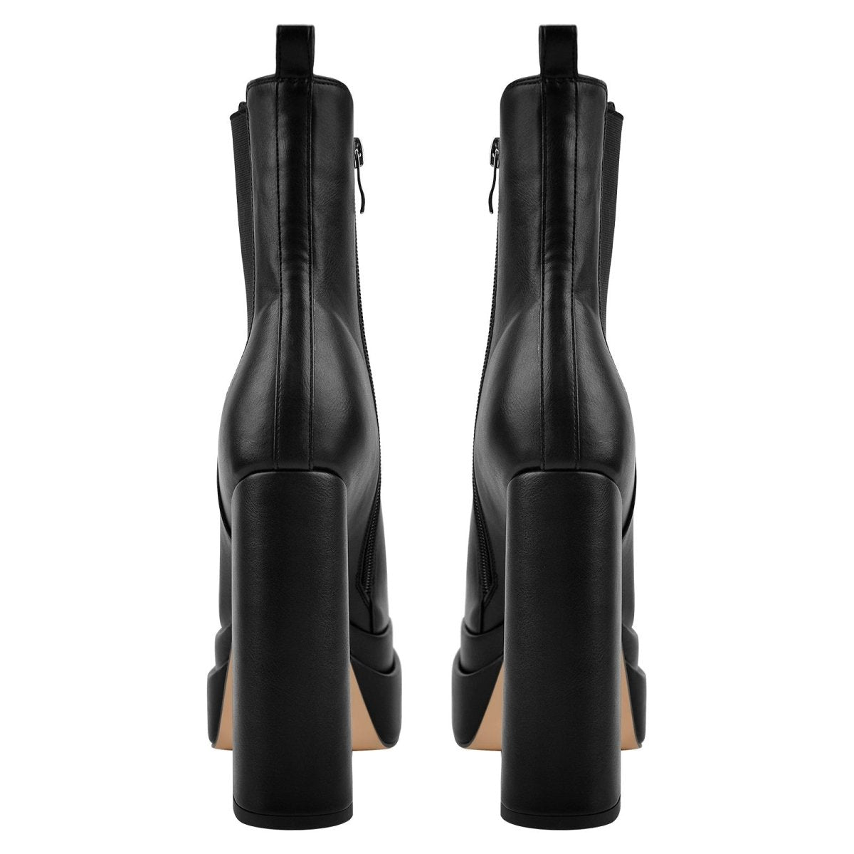 Double Platform Black Leather Ankle Boots