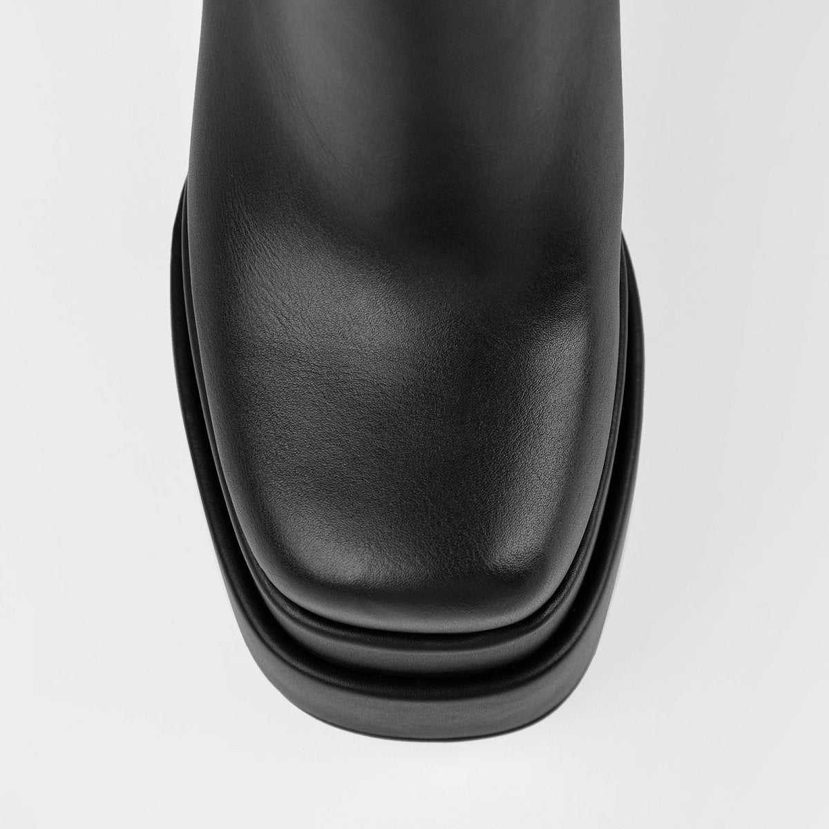 Double Platform Black Leather Ankle Boots