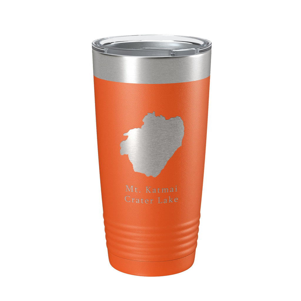 Mt. Katmai Crater Lake Map Tumbler Travel Mug Insulated Laser Engraved Coffee Cup Alaska 20 oz