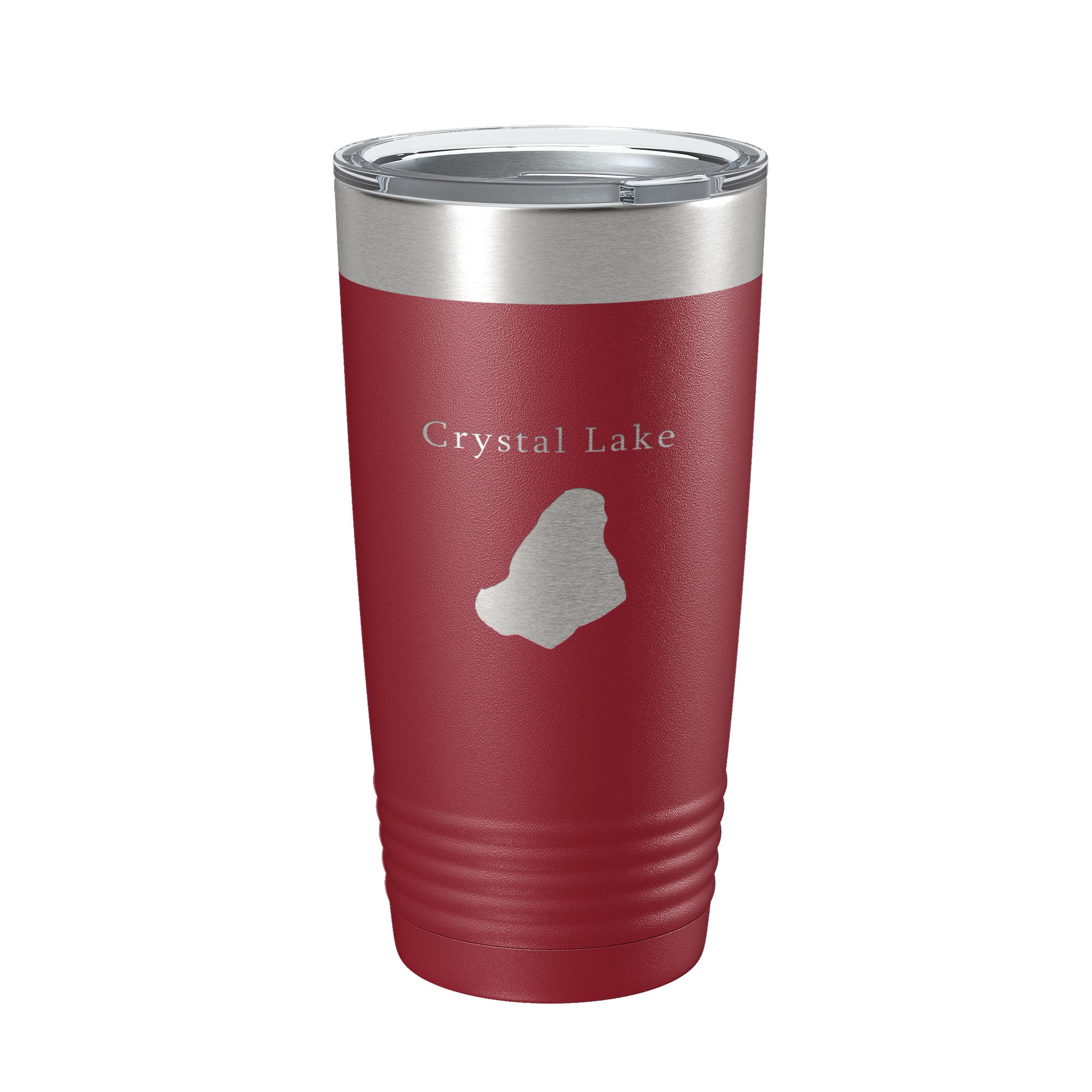 Crystal Lake Map Tumbler Travel Mug Insulated Laser Engraved Coffee Cup Massachusetts 20 oz