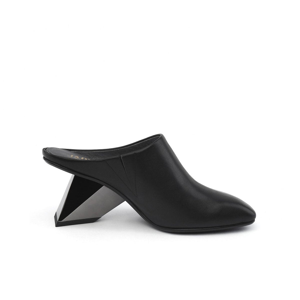 Edgy Pointed Toe Gravity Block Heel Pumps