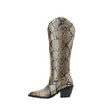 Faux Python Snakeskin Knee High Boots