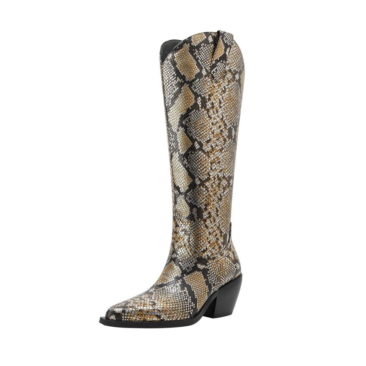 Faux Python Snakeskin Knee High Boots