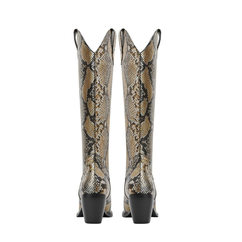 Faux Python Snakeskin Knee High Boots