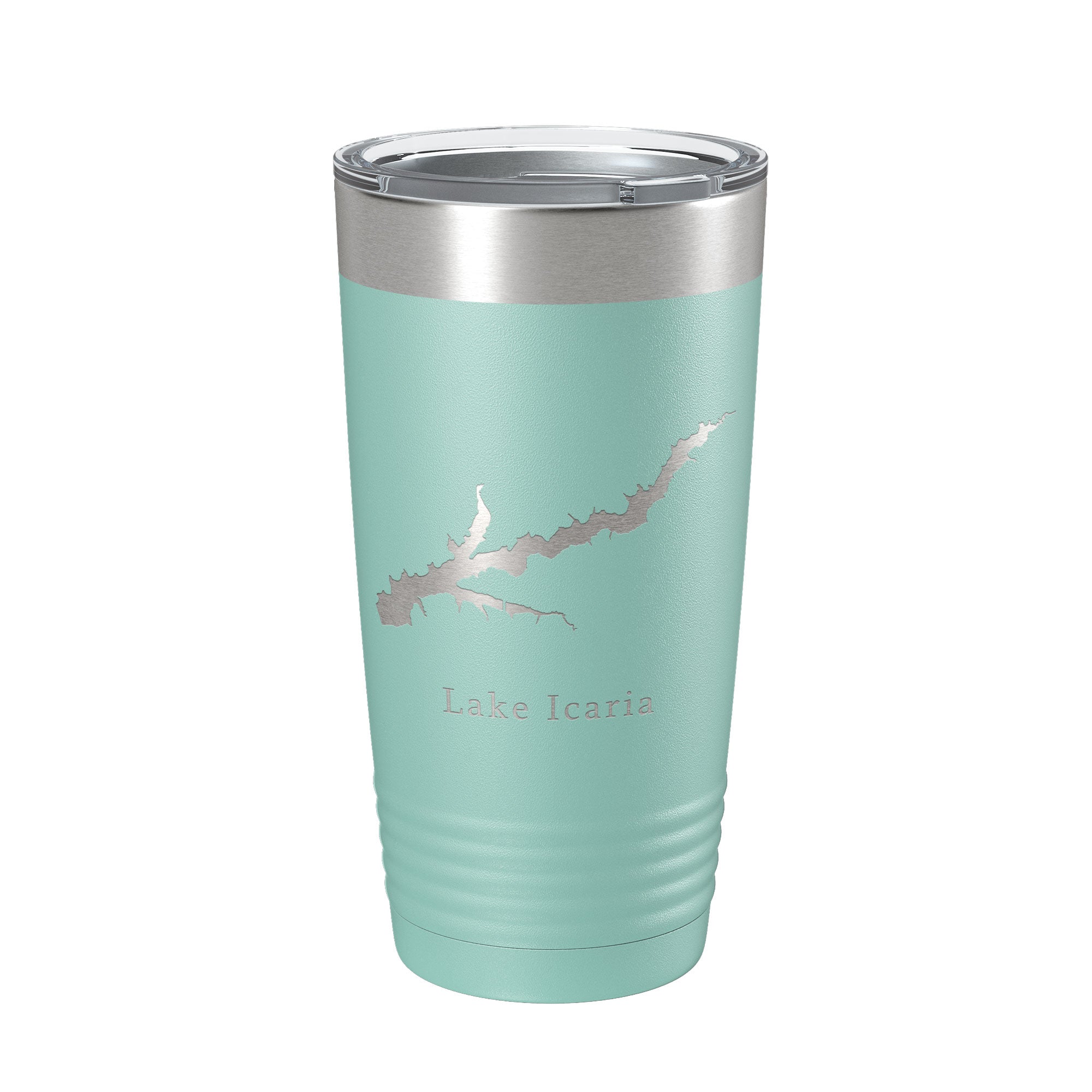 Lake Icaria Map Tumbler Travel Mug Insulated Laser Engraved Coffee Cup Iowa 20 oz