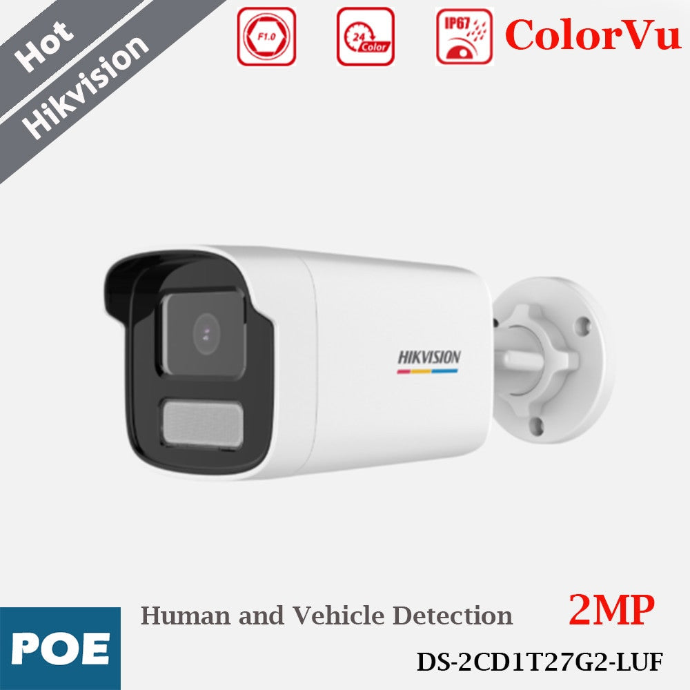 Hikvion 2MP Colorful Bullet IP Camera DS-2CD1T27G2-LUF Support