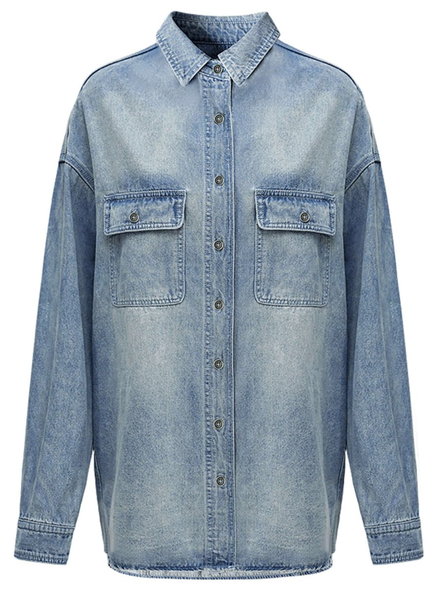Fresh Blue Button-up Denim Shirt