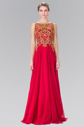 Beads Embellished Bodice Floor Length Chiffon Prom Dress