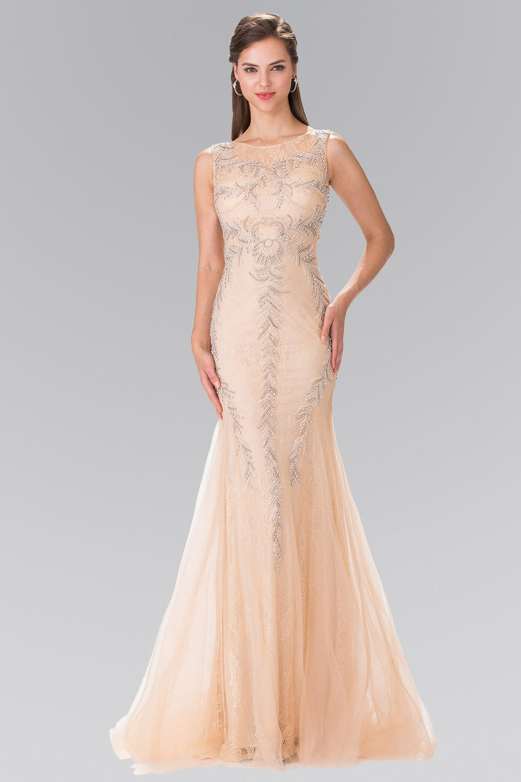 Beaded Lace Mermaid Skirt Dress