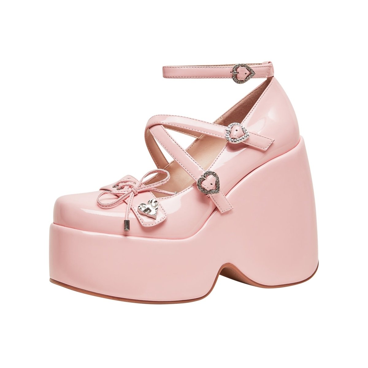 Heart Soft Pink Open Toe Wedge Sandals