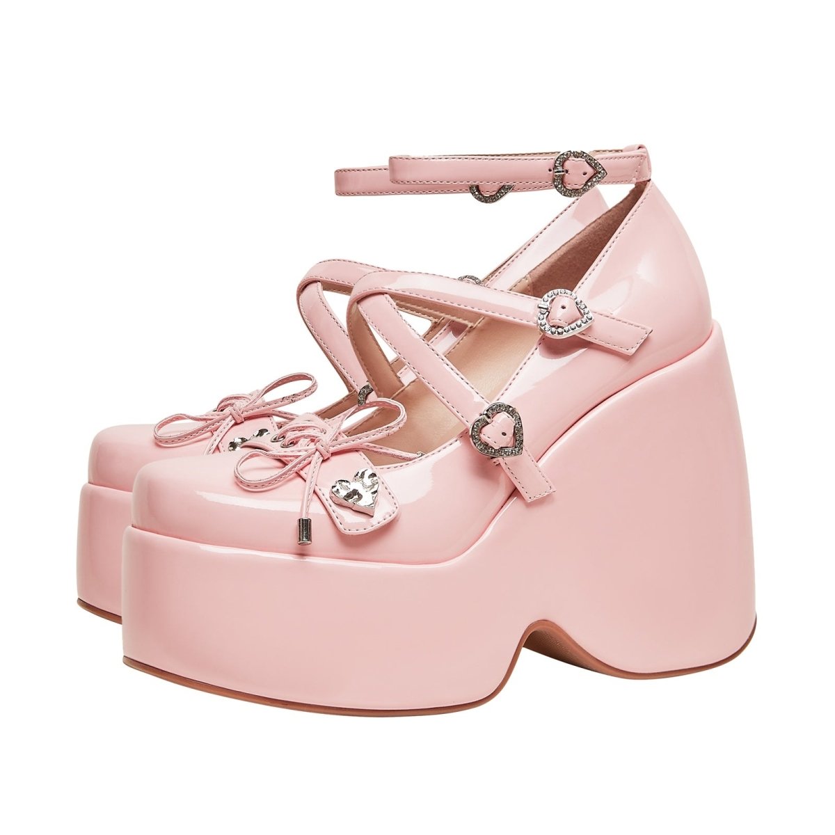 Heart Soft Pink Open Toe Wedge Sandals