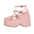 Heart Soft Pink Open Toe Wedge Sandals