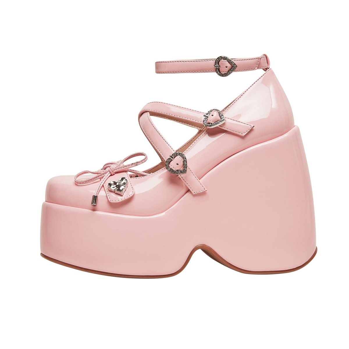 Heart Soft Pink Open Toe Wedge Sandals