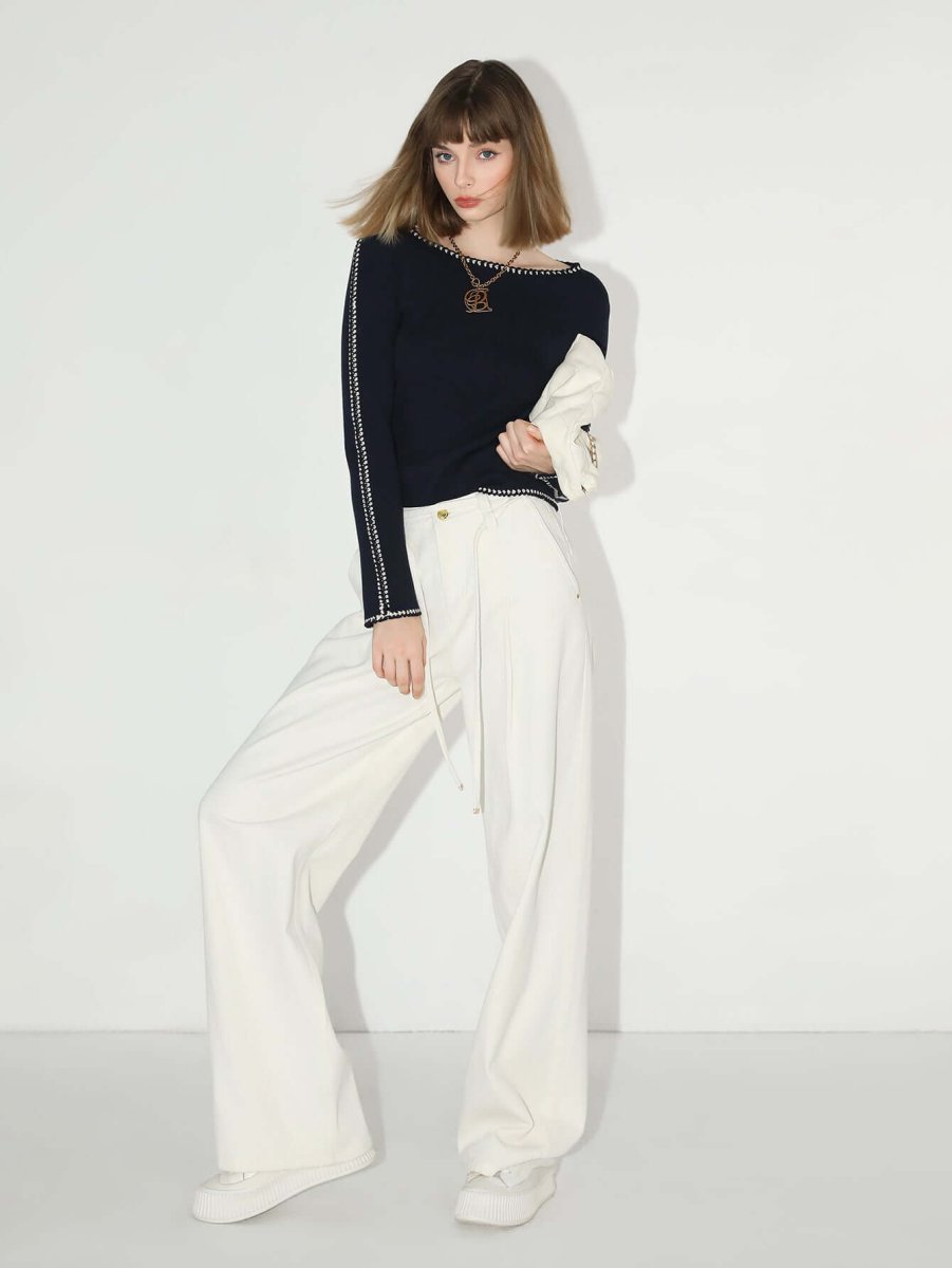 High-Waist White Wide-Leg Jeans