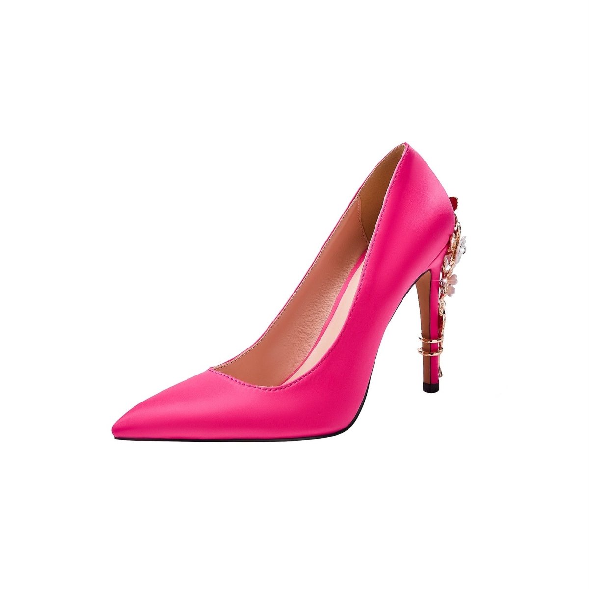 Hot Pink Gem Encrusted Stiletto Heel Pumps