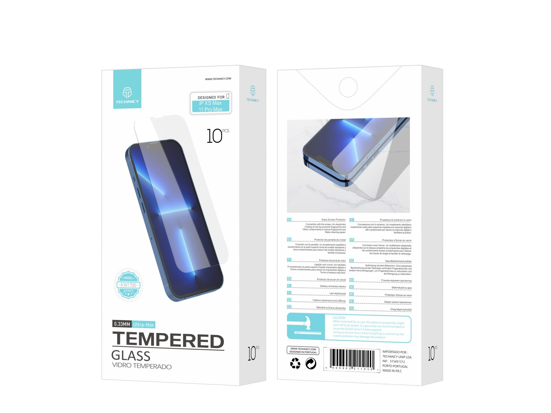 Techancy Película de Vidro Temperado  para iPhone Xs Max/11 Pro Max KW1700 , 0.33MM, Anti-riscos, Alta Transparência, Fácil Aplicação