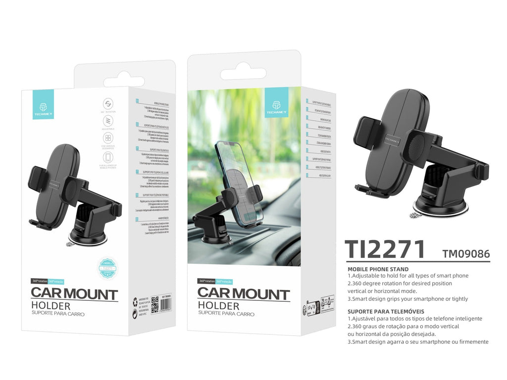 Techancy Suporte Para Telemóvel Para Automóvel Ti2271, Ajustável A Diferentes Telemóveis, Abertura E Fecho Com Um Toque.