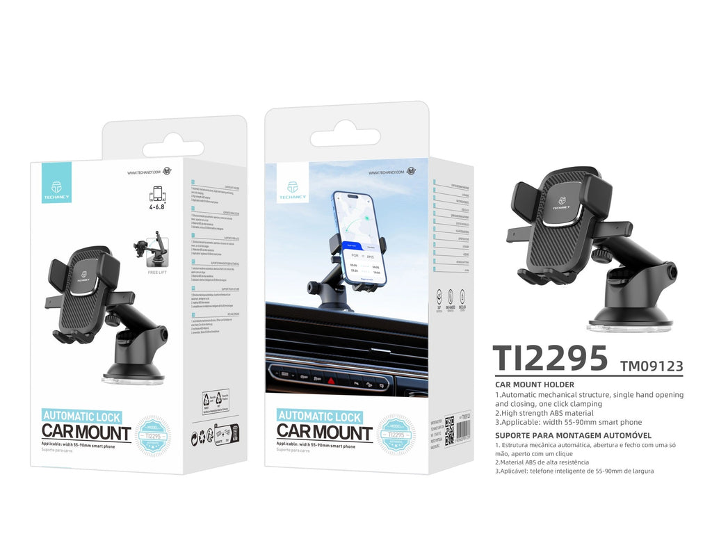 Techancy Suporte Para Telemóvel Para Automóvel Ti2295 , Material Abs De Alta Resistência, Telemóvel De 4-6,8 Polegadas