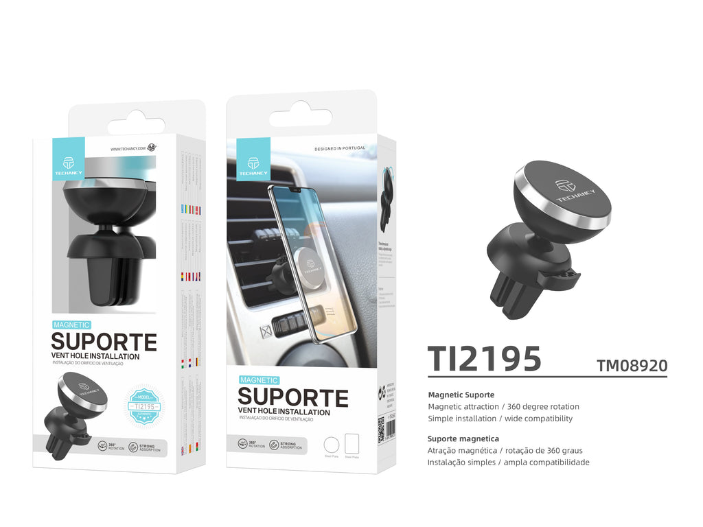 Techancy Suporte Magnético Para Telemóvel Para Automóvel Ti2195, Absorve Firmemente O Telemóvel, Rotação De 360°