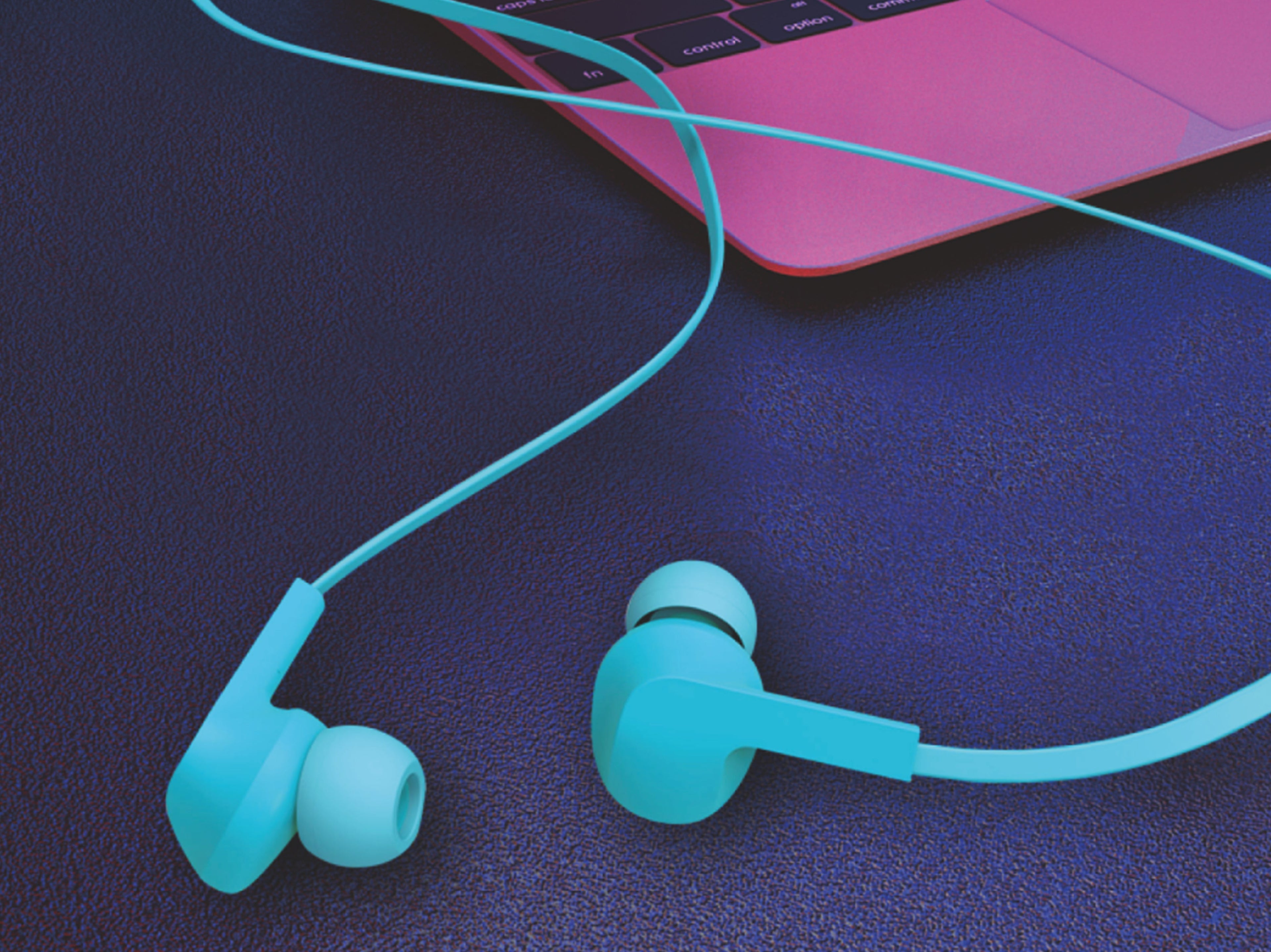 Techancy Auricular Com Fios Azul  TD8022 , Microfone Integrado, 3,5 Mm, Compatível Com Smartphones E Tablets