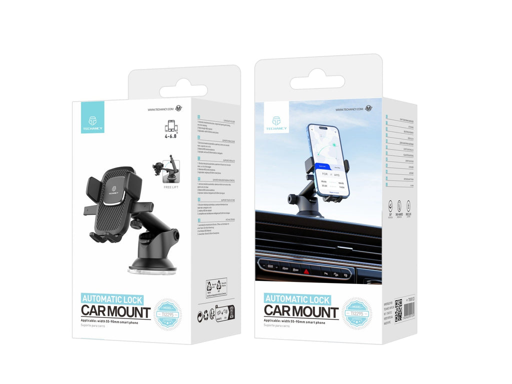 Techancy Suporte Para Telemóvel Para Automóvel Ti2295 , Material Abs De Alta Resistência, Telemóvel De 4-6,8 Polegadas