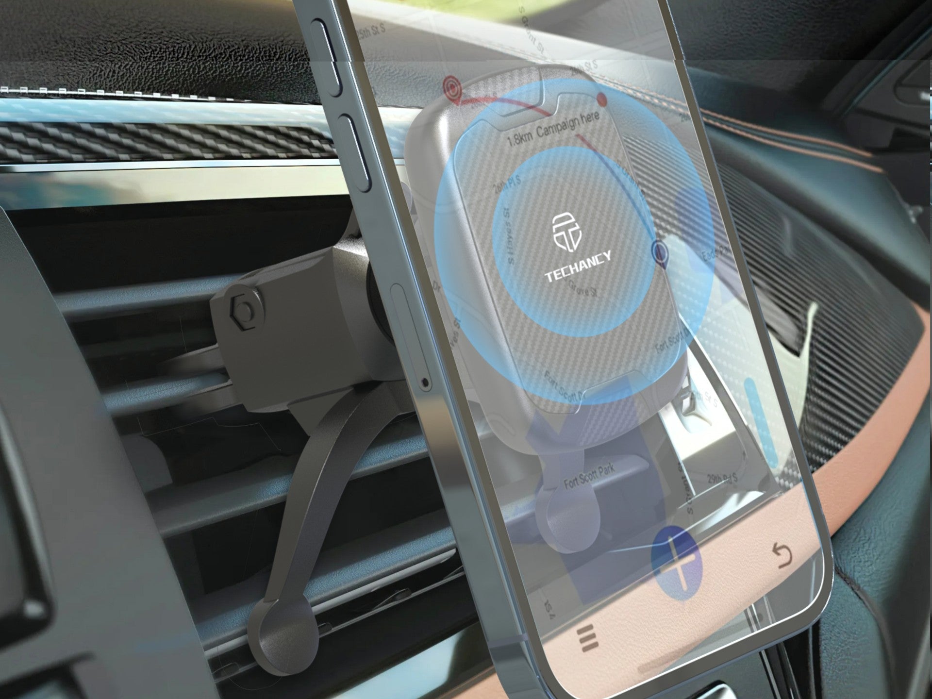 Techancy Suporte Magnético Para Telemóvel Para Automóvel Ti2307, Suporte Para Rotação De 360 Graus, Saída De Ar Para Automóvel