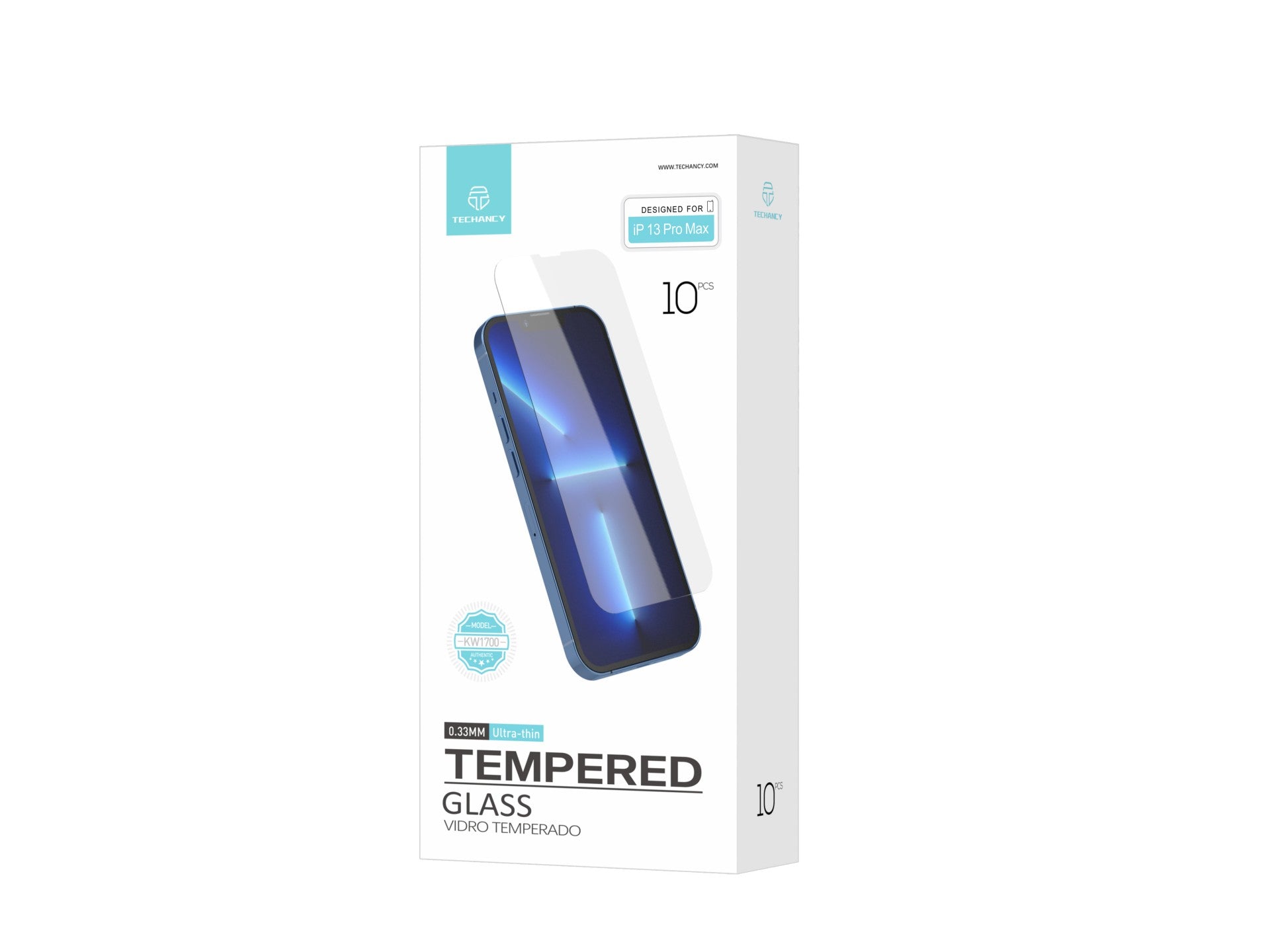 Techancy Película de Vidro Temperado  para iPhone 13 Pro Max KW1700 , 0.33MM, Anti-riscos, Alta Transparência, Fácil Aplicação