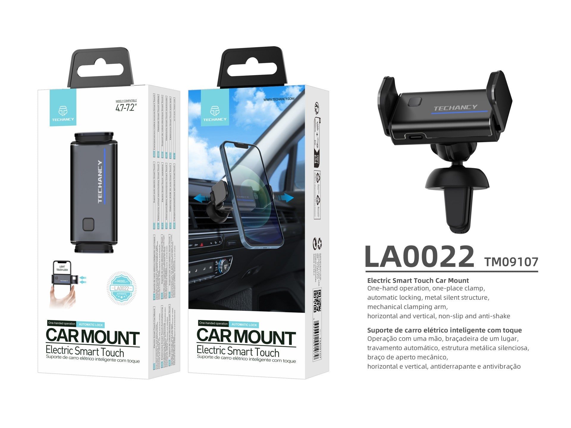 Techancy Suporte Para Veículo Elétrico Preto  LA0022, Abertura E Fecho Por Toque Inteligente, Bloqueio Automático,