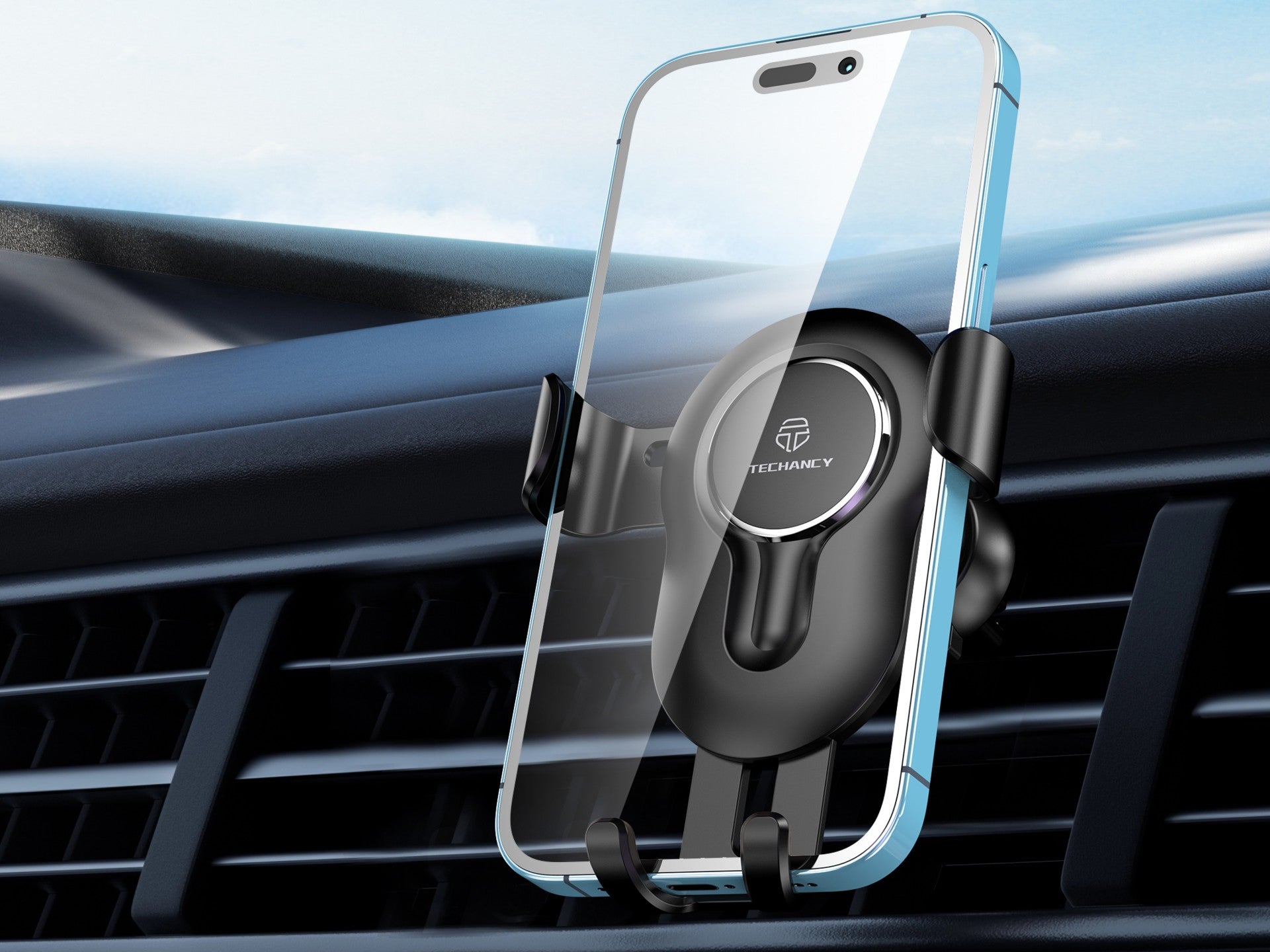 Techancy Suporte De Telemóvel Para Automóvel TI2319,Auto Grip Suporte Para Telemóveis De 4,7 - 7,2 - Polegadas，Preto