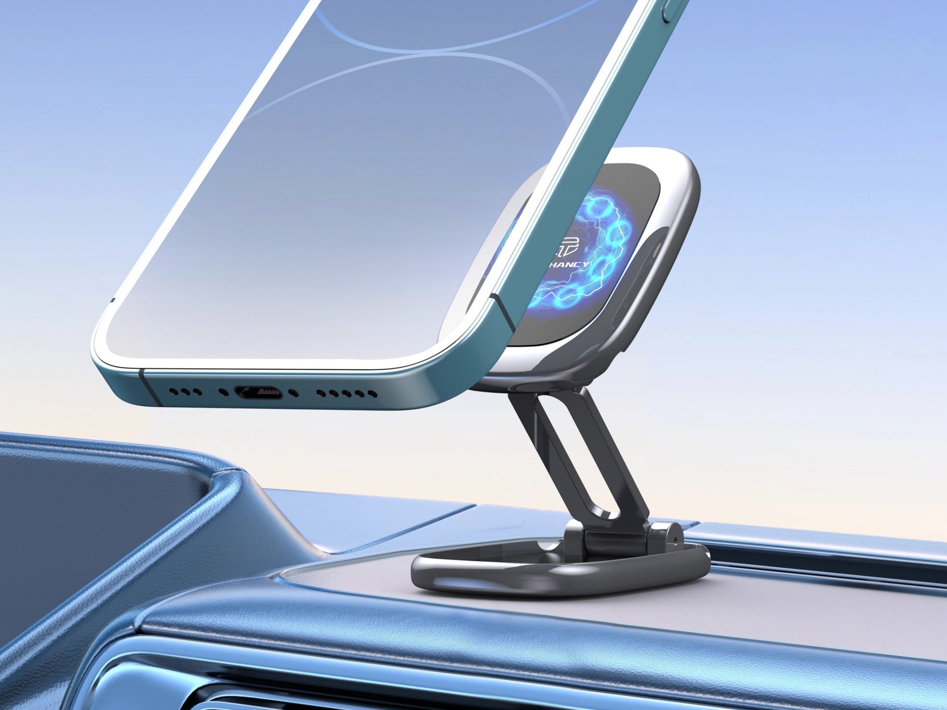 Techancy Suporte Magnético Dobrável Para Telemóvel Para Automóvel Ti2316, Fita Adesiva Dupla Face De Alta Qualidade