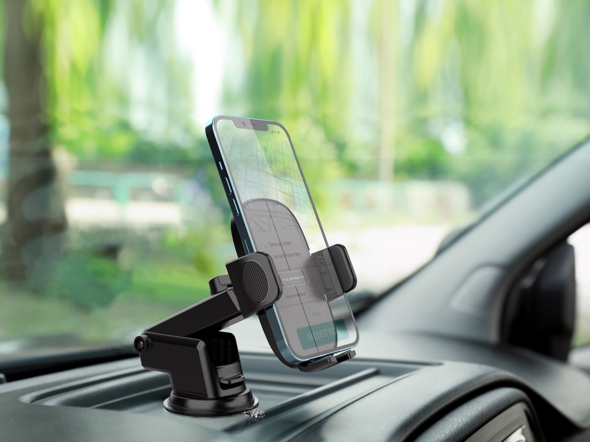 Techancy Suporte Para Telemóvel Para Automóvel Ti2271, Ajustável A Diferentes Telemóveis, Abertura E Fecho Com Um Toque.