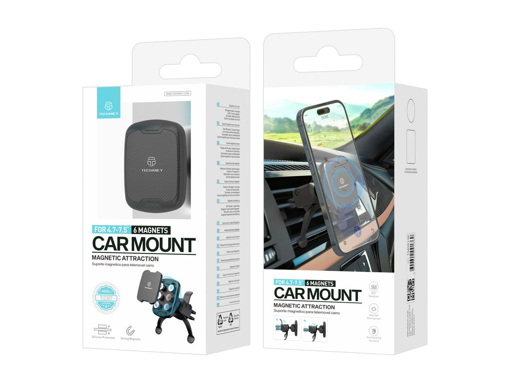 Techancy Suporte Magnético Para Telemóvel Para Automóvel Ti2307, Suporte Para Rotação De 360 Graus, Saída De Ar Para Automóvel