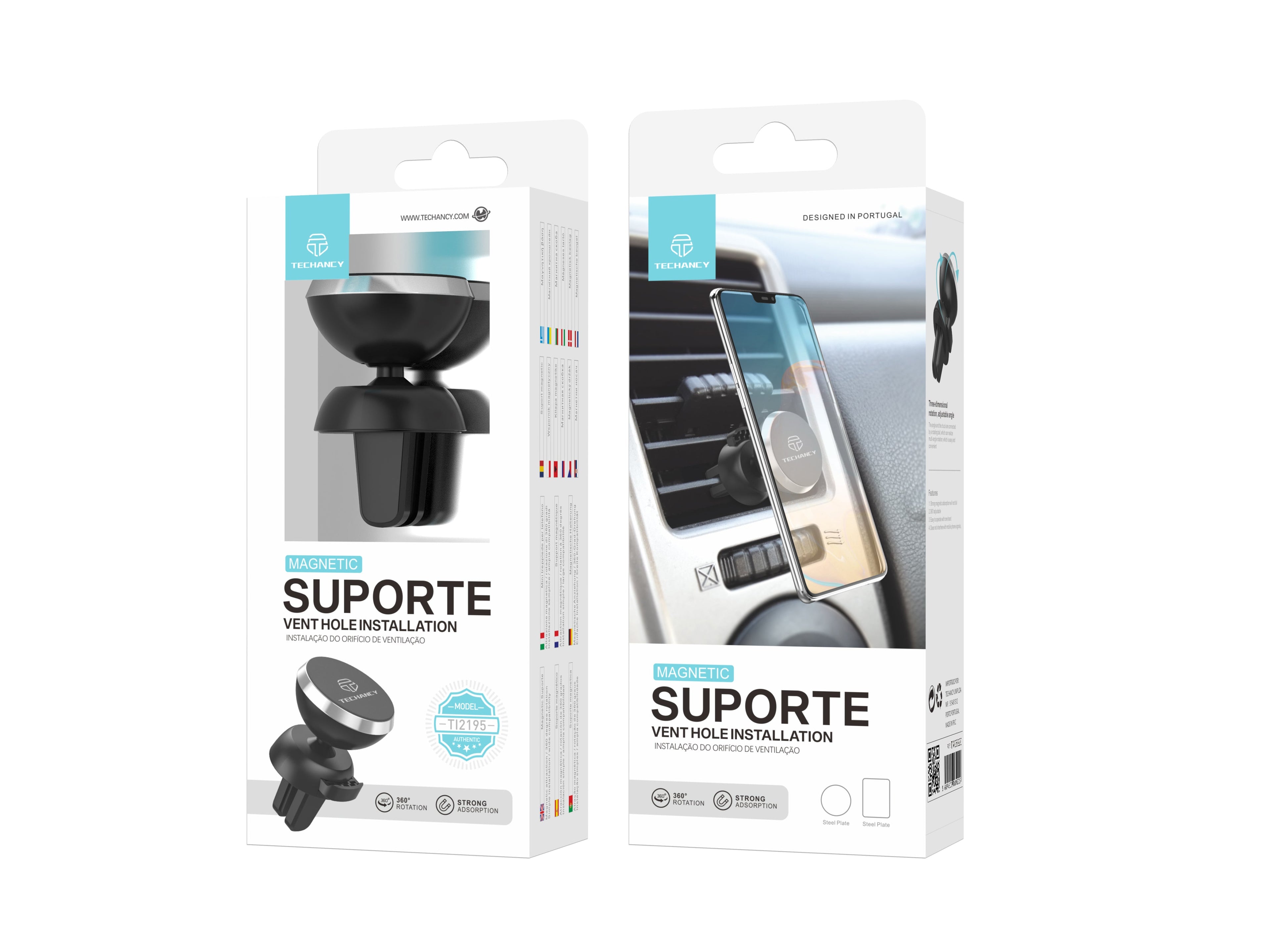 Techancy Suporte Magnético Para Telemóvel Para Automóvel Ti2195, Absorve Firmemente O Telemóvel, Rotação De 360°