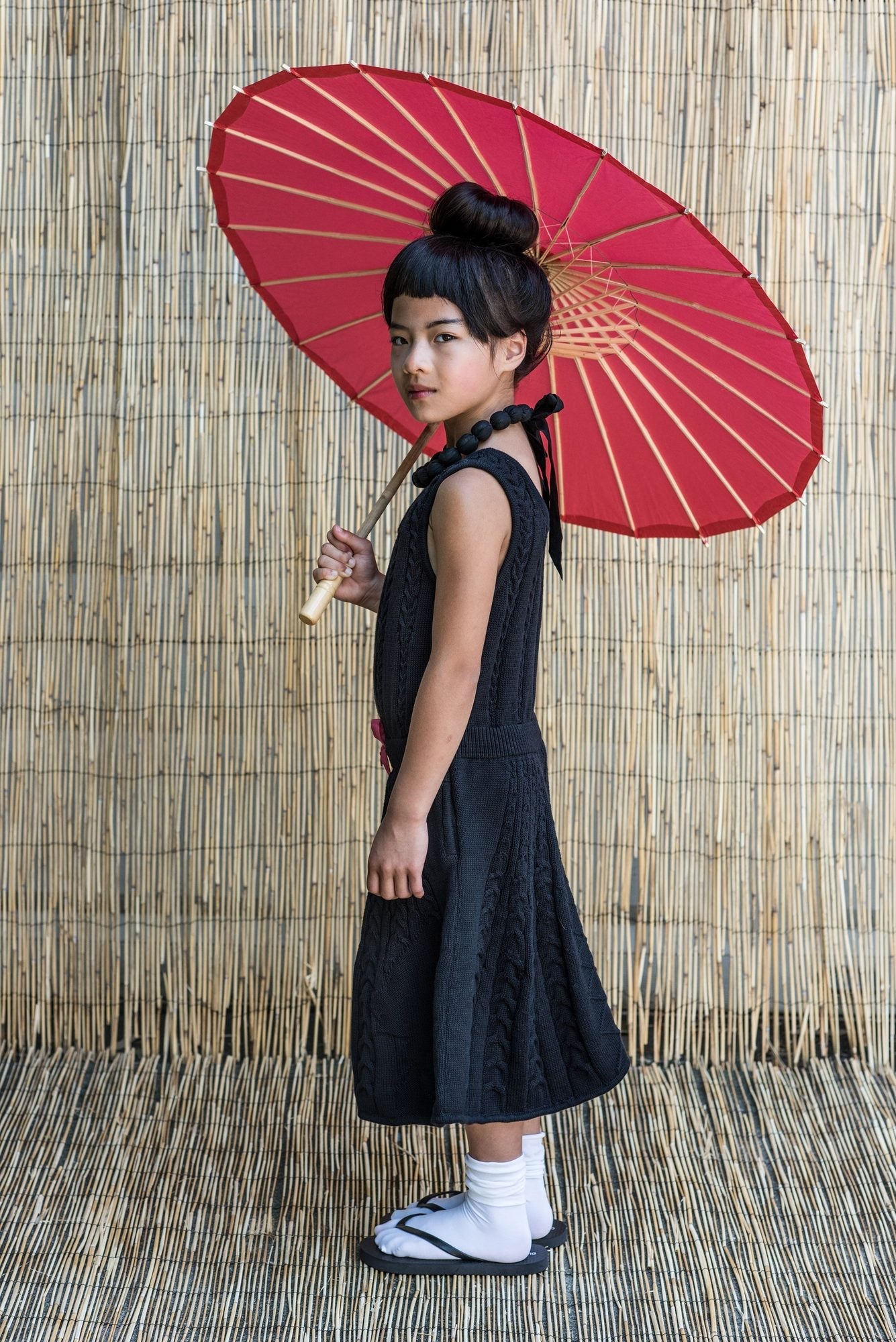 Black Cable Knit Dress for Girls