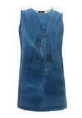 Artisanal T-Shirt Dress Naturally Dyed Indigo with Hand Block Print