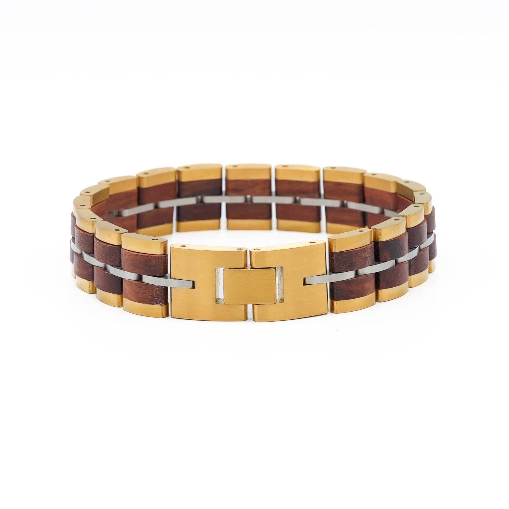 Bracelet Freyr Tri-Tone Stainless Steel & Red Sandalwood
