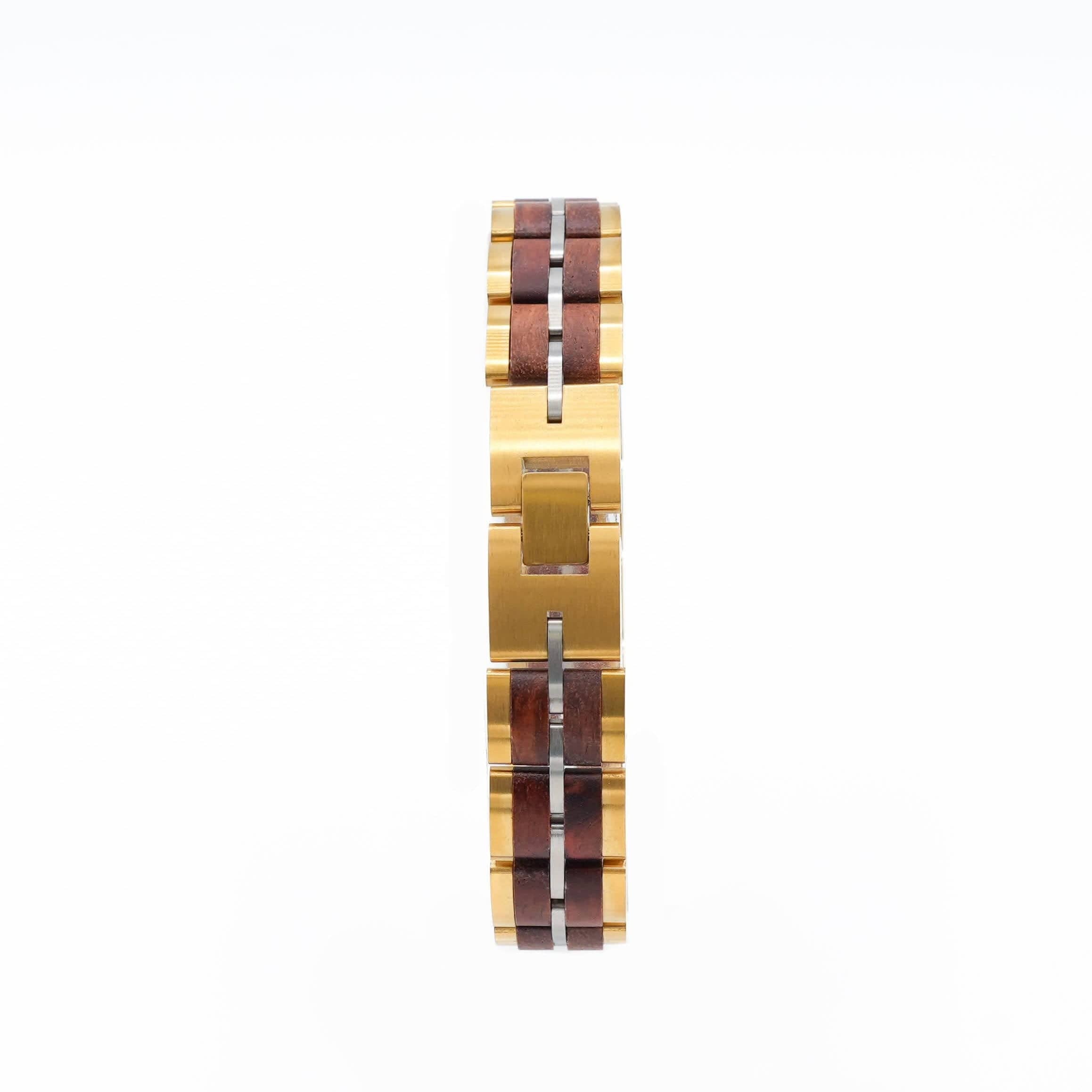 Bracelet Freyr Tri-Tone Stainless Steel & Red Sandalwood