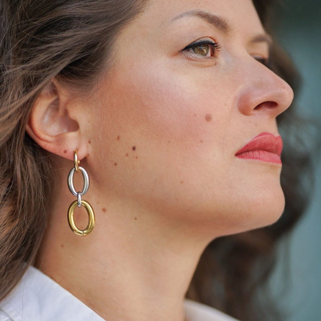 Earrings Chain - Gold Plated Chain Drop Earrings