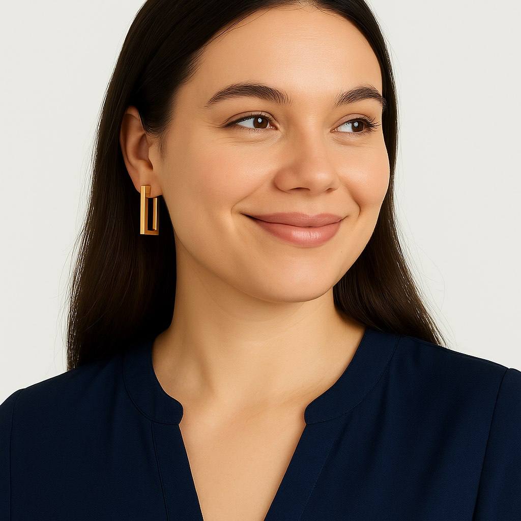 Earrings Mia - Gold Plated Geometric Modern Earrings