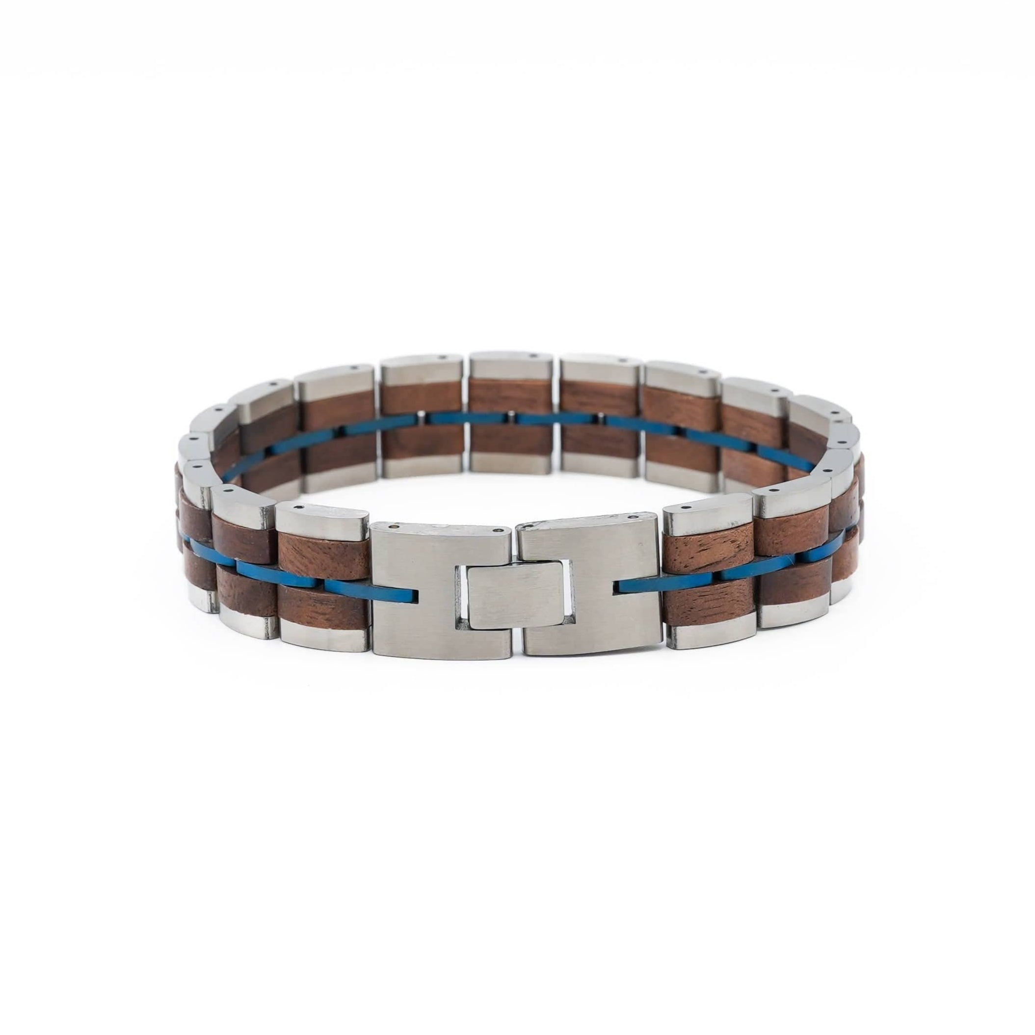 Bracelet Njord - Eco-Friendly Steel, Walnut & Blue Bracelet