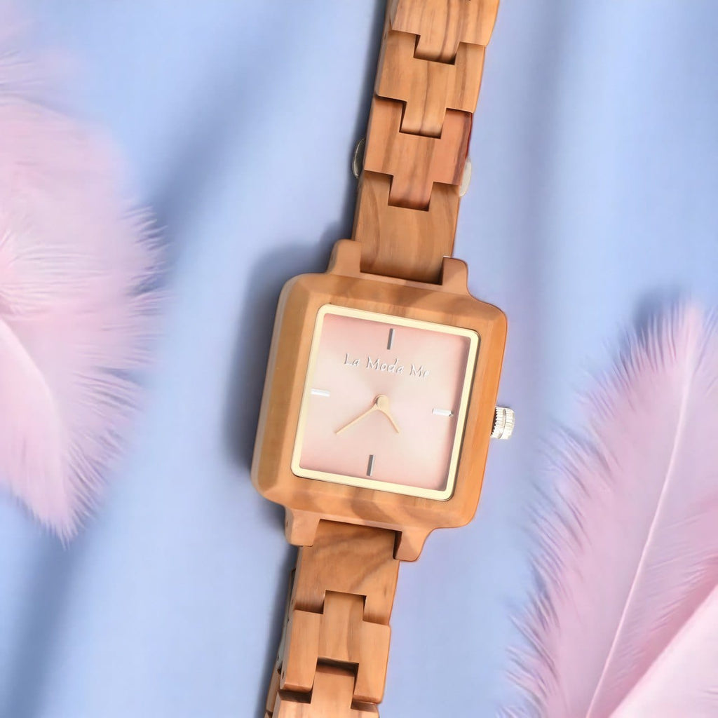 Watch La Piccola Natura - Eco-Friendly Olivewood Pink Timepiece