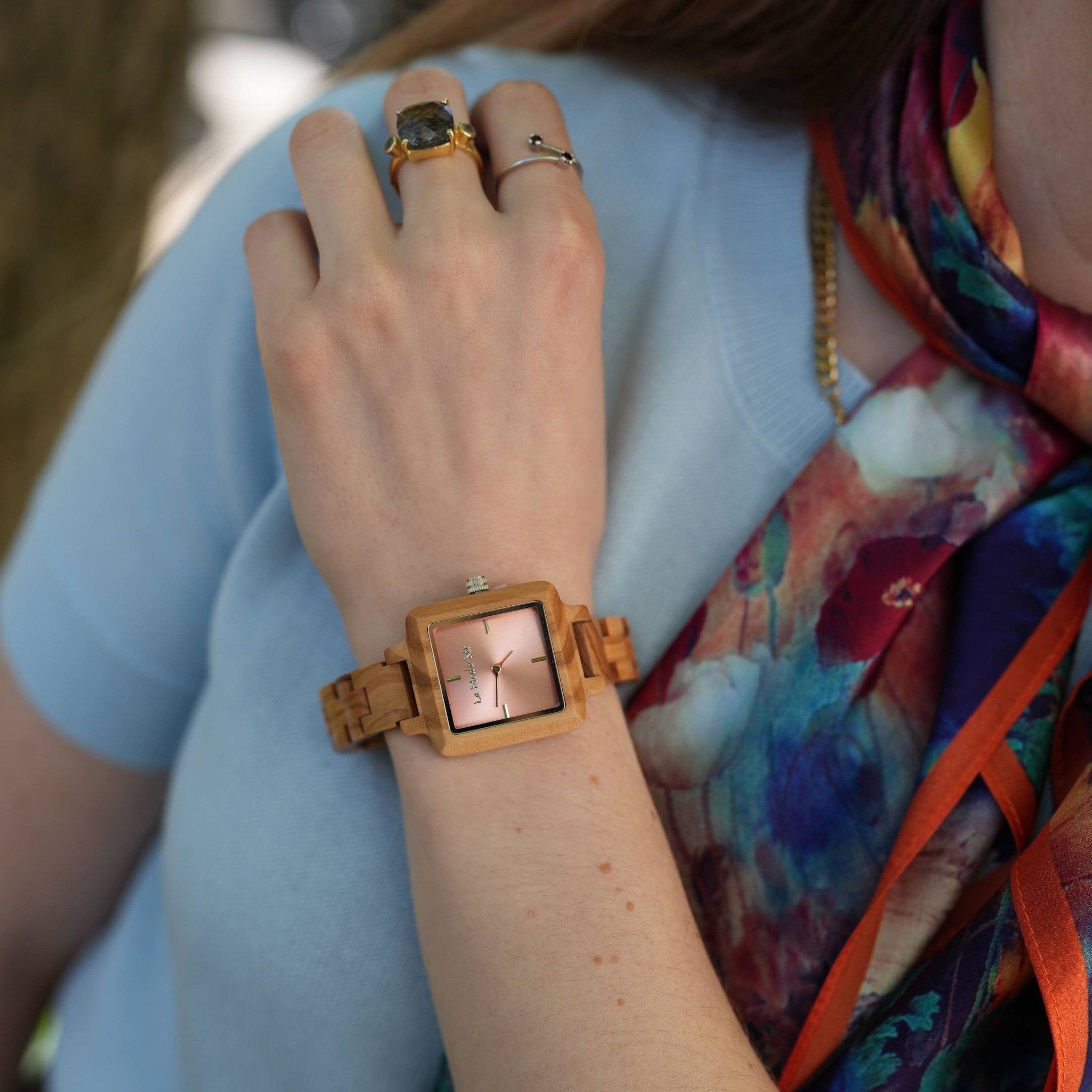 Watch La Piccola Natura - Eco-Friendly Olivewood Pink Timepiece