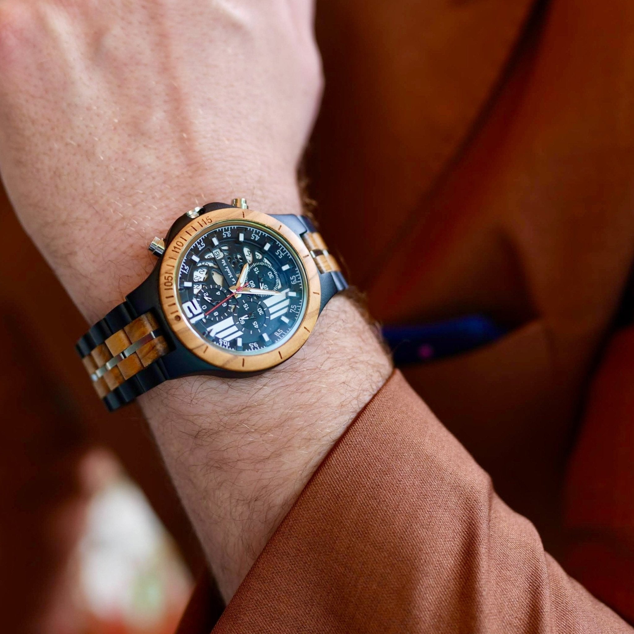 Wooden Set Berlin Nights - Eco-Friendly Watch & Bracelet Bundle-2