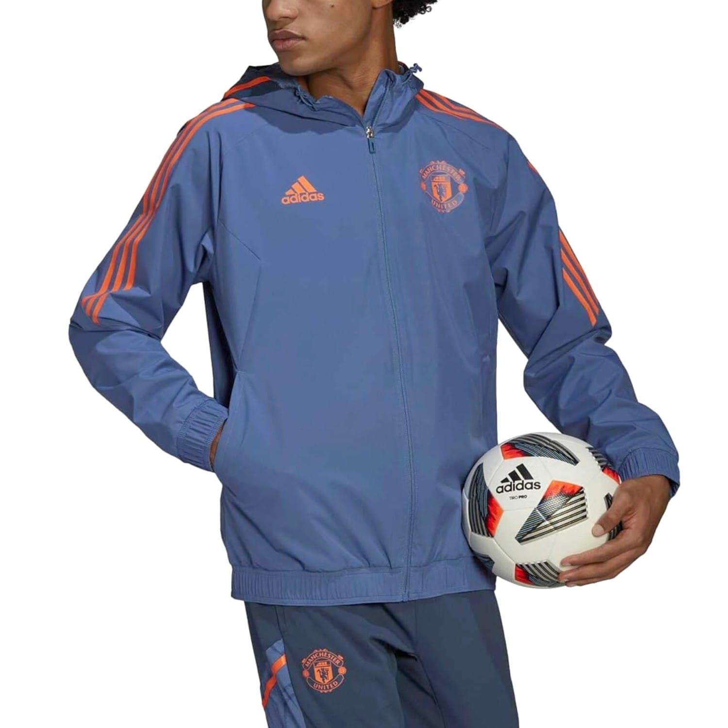 Manchester United soccer training rain jacket 2022/23 blue - Adidas