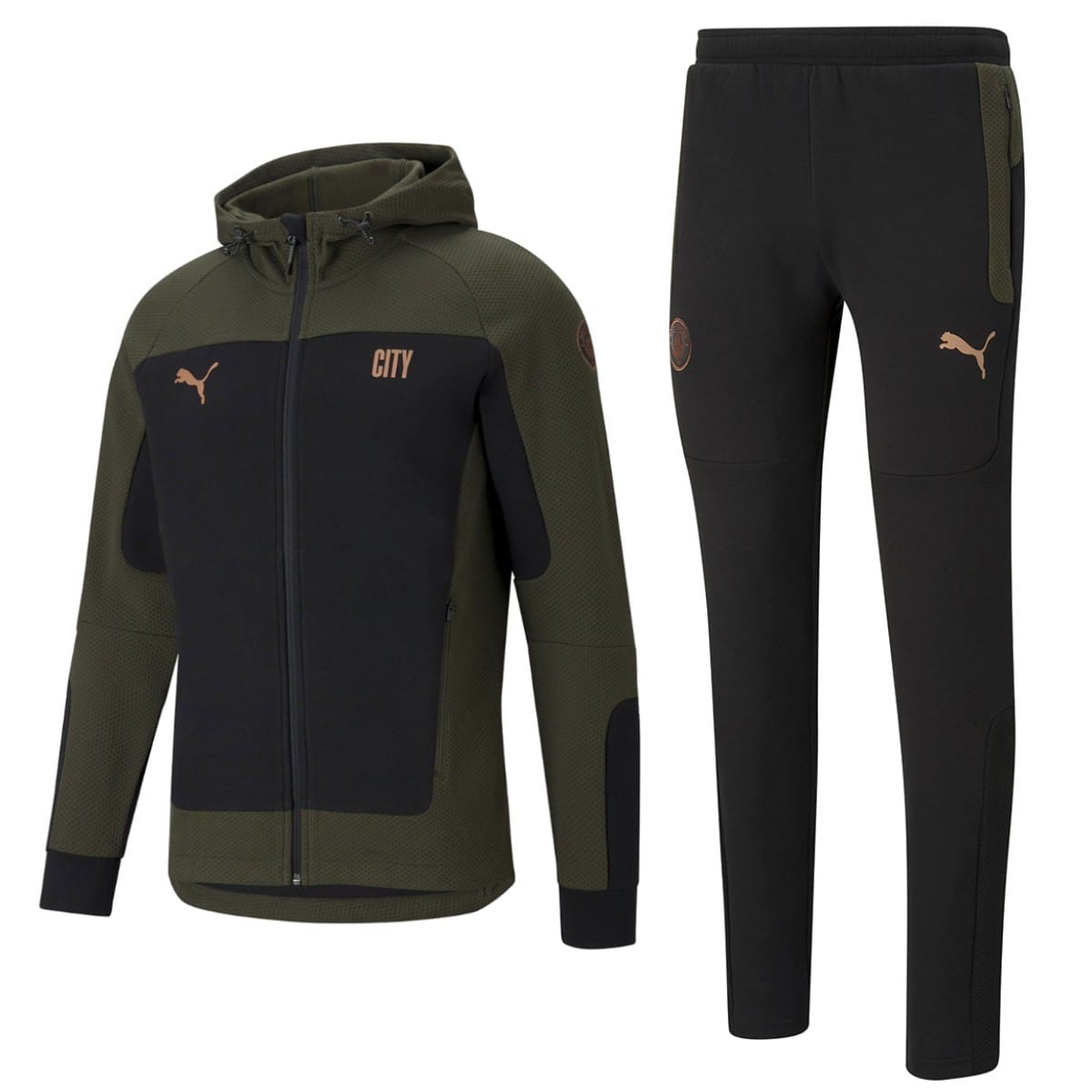 Manchester City Evostripe hooded presentation tracksuit 2021 green - Puma