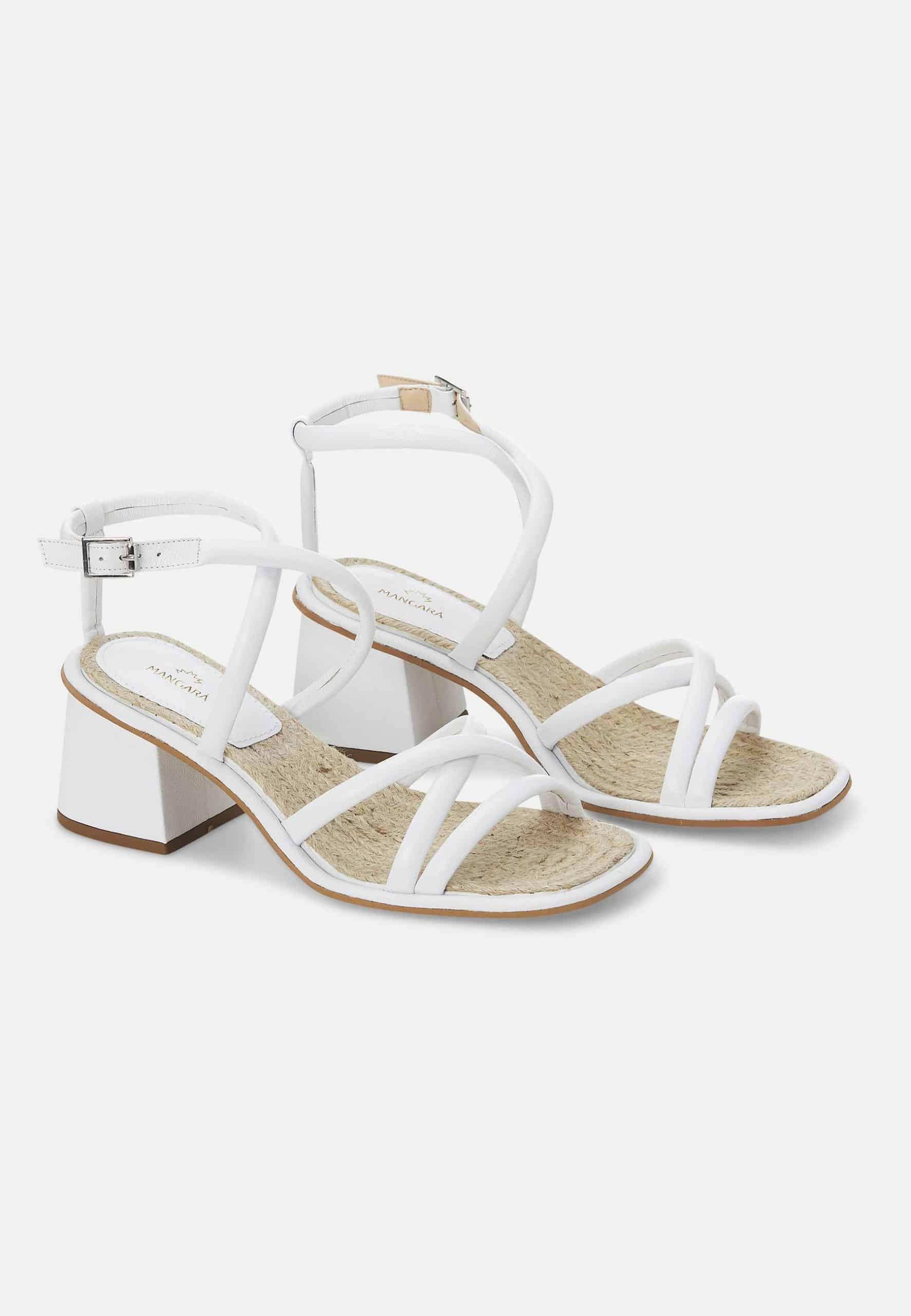 White Bromelia Women's Sandals - Block Heel